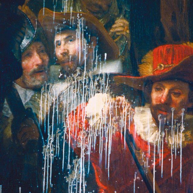 Nieznany mężczyzna spryskał obraz Rembrandta „Straż nocna” w Rijksmuseum w Amsterdamie kwasem siarkowym.