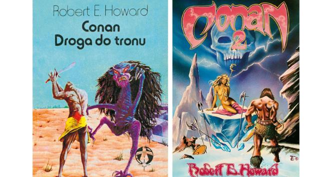 Od lewej: kultowy „Conan”, okładkowa ilustracja Roberta Burego z 1988 r. i niewdrożony projekt Tadeusza Łuczejki z pierwszej połowy lat 90.