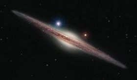 Tajemniczy obiekt HLX-1 (ten w niebieskim kolorze przy krawędzi galaktyki ESO3243-49). 300 mln lat od nas. Przypuszcza się, że jest to największe ultraintensywne źródło rentgenowskie (ULX). To tzw. pośrednia czarna dziura - znacznie większa od typowej.