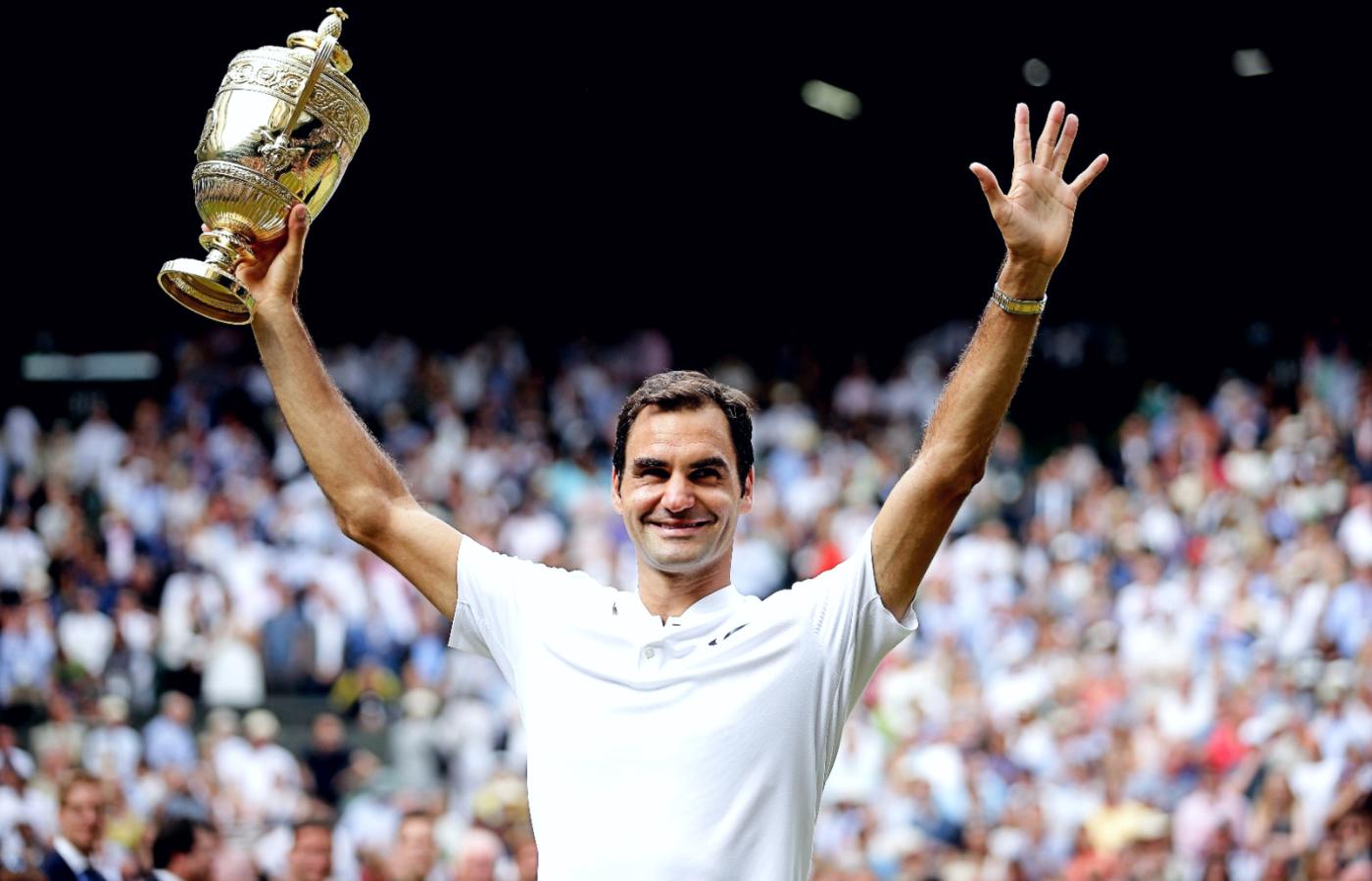 Roger Federer po ósmym triumfie w nowojorskim US Open w lipcu 2017 r.