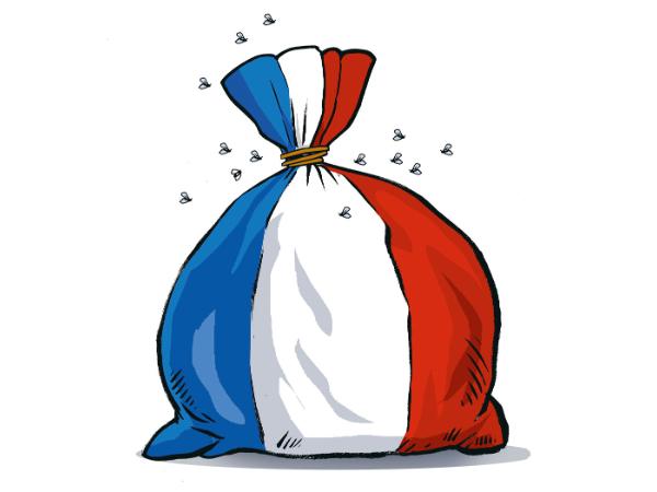 Francja zanurzona w śmieciach.