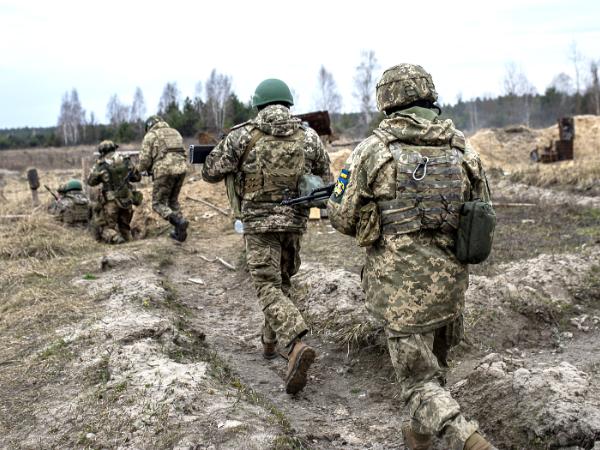 Ukraińskie wojska ćwiczą w okolicy Czarnobylu, 16 marca 2024 r.