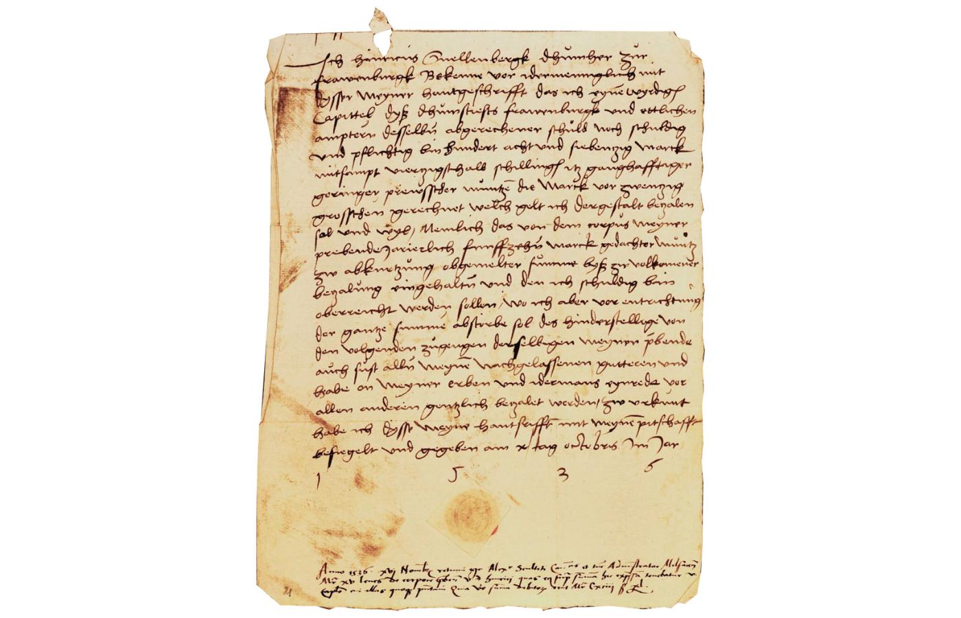 Oświadczenie kanonika warmińskiego Henryka Snellenberga, że jest winien kapitule ponad 178 grzywien i zobowiązuje się do ich spłaty, 1536 r.