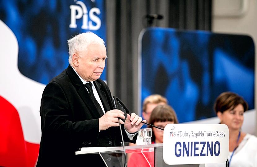 Jarosław Kaczyński na spotkaniu z aktywem partii w Gnieźnie