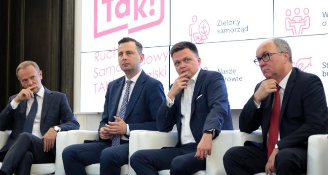 Szefowie partii opozycyjnych w maju 2022 r. Od lewej: Donald Tusk, Władysław Kosiniak-Kamysz, Szymon Hołownia i Włodzimierz Czarzasty.