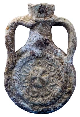 Ampułka z ośrodka kultu św. Menasa w Abu Mena.