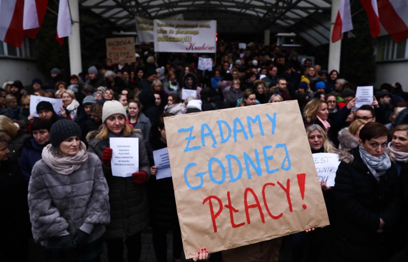 Protest pracowników Sądu Okręgowego w Krakowie