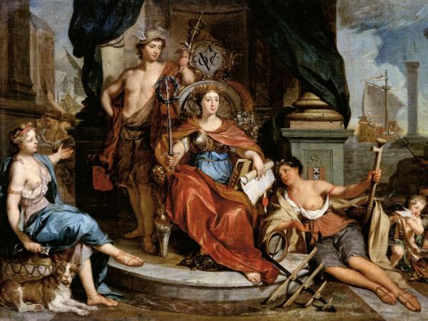 Apoteoza Holenderskiej Kompanii Wschodnioindyjskiej, obraz Nicolaas Verkolje, XVIII w.