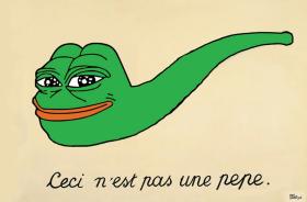 „To nie jest Pepe” – nawiązanie do pracy surrealisty René Magritte’a „To nie jest fajka”.