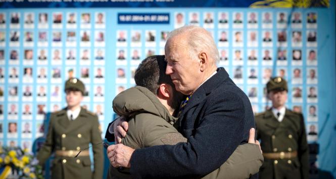 Joe Biden i Wołodymyr Zełenski. Kijów, 20 lutego 2023 r.