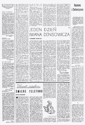 Fragment „Jednego dnia Iwana Denisowicza”opublikowany – po raz pierwszy w blokuwschodnim – w naszym tygodniku w 1962 r.