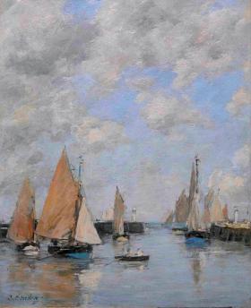 Eugene Boudin, Łódki: nabrzeże podczas przypływu, ok. 1888-95 r.