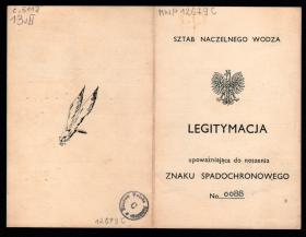 Legitymacja uprawniająca do noszenia znaku