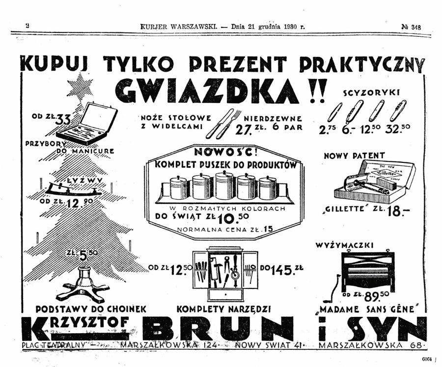 Reklamy prasowe od początku XX w. były źródłem pomysłów na to, co kupić bliskim.