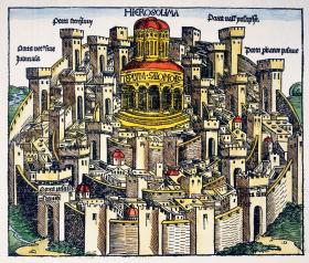 Idealistyczne przedstawienie Jerozolimy, drzeworyt Hartmana Schedela z 1493 r.