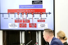 Senator Krzysztof Brejza podczas posiedzenia Senackiej komisji nadzwyczajnej do spraw wyjaśnienia przypadków nielegalnej inwigilacji.