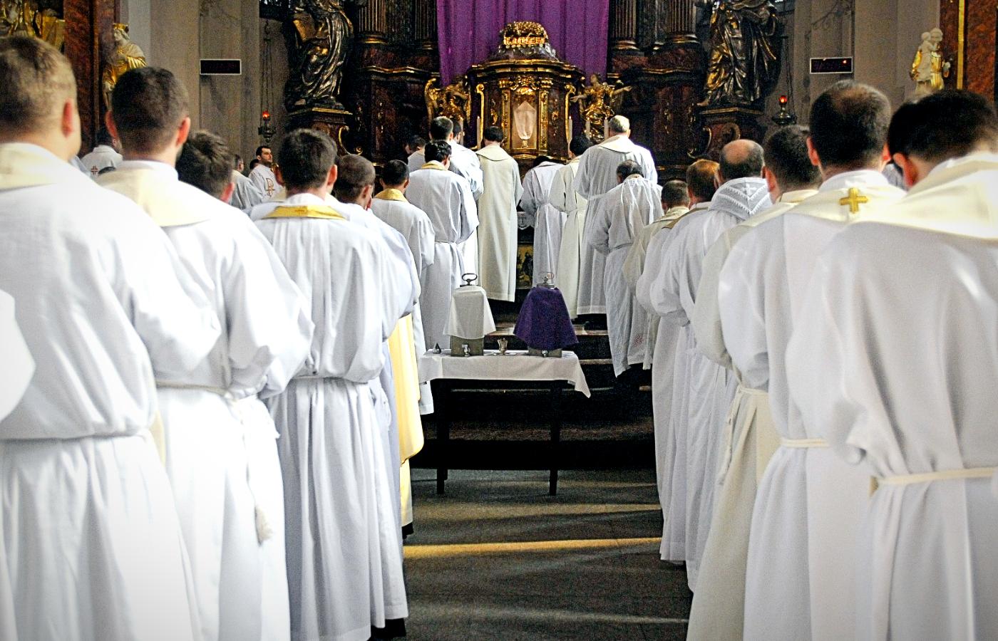 Księża i biskupi podczas mszy