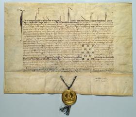 Złota Bulla z 1356 r., w której spisano reguły wyboru cesarza - pierwsza konstytucja Rzeszy.