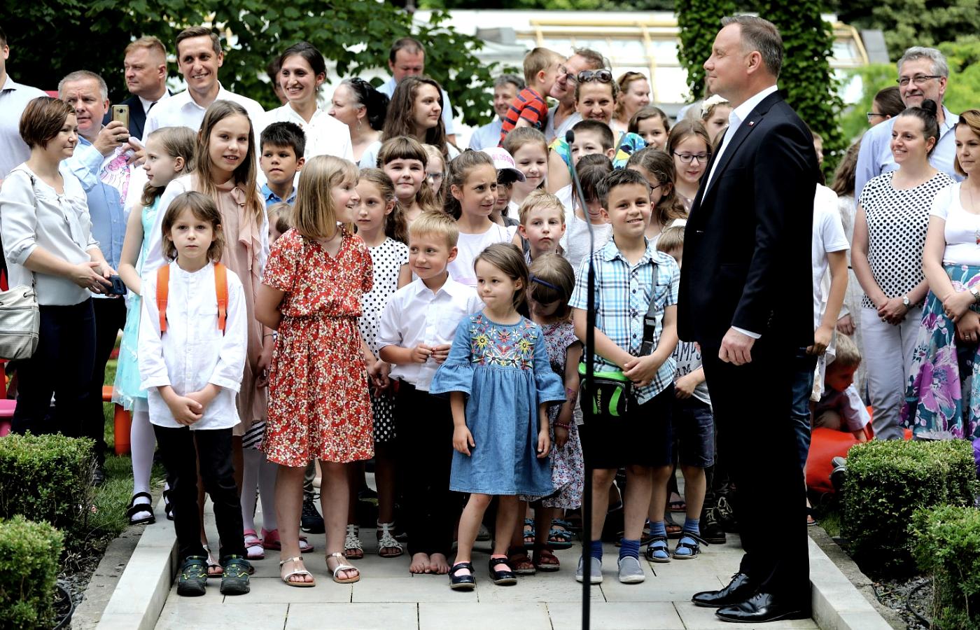 Andrzej Duda, spotkanie z rodzinami w Pałacu Prezydenckim, 3 lipca 2020 r.