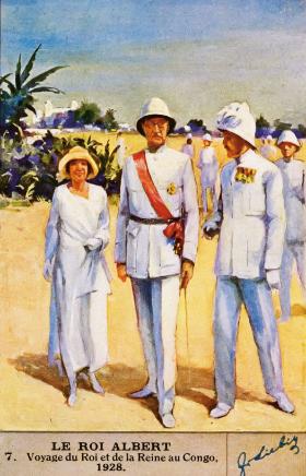 Plakat przedstawiający wizytę belgijskiego króla Alberta I w Kongu, 1928 r.
