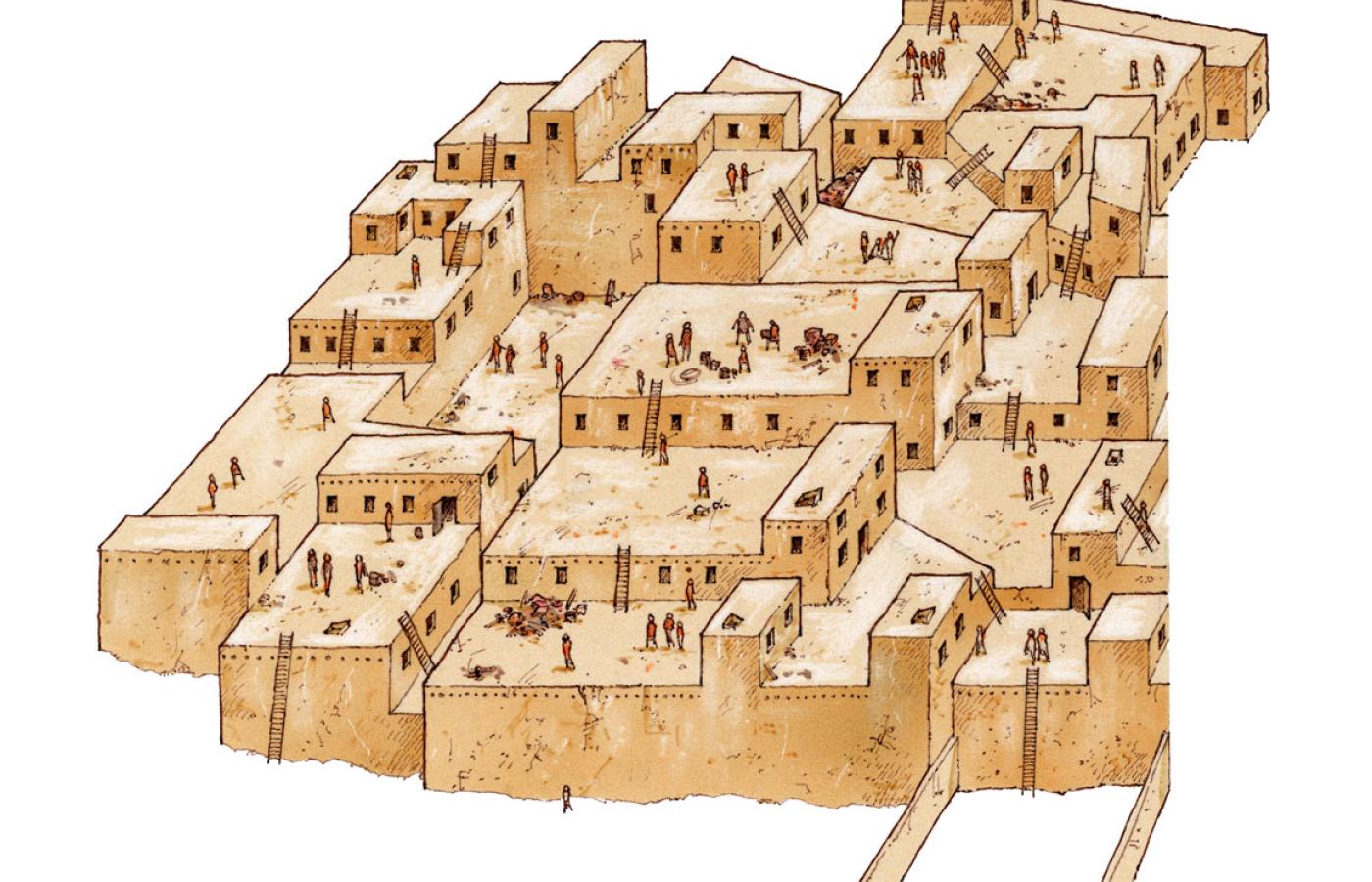 Çatalhöyük przypominało indiańskie pueblo, nie miało murów obronnych ani ulic.
