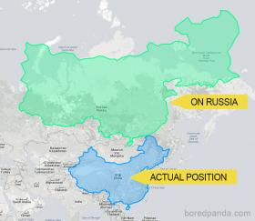 A gdyby swoje położenie zmieniły Chiny? Nałożone na Rosję, wyglądałyby tak.
