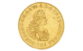 Moneta o nominale 3 dukatów wybita za panowania Augusta II Mocnego, 1719 r.