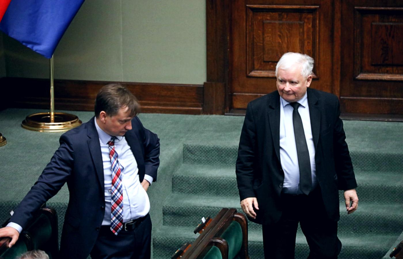 Zbigniew Ziobro i Jarosław Kaczyński w Sejmie. Zdjęcie z 24 lipca 2020 r.