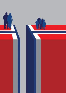 Plakat przeciw praktykom norweskiej Barnevernet.