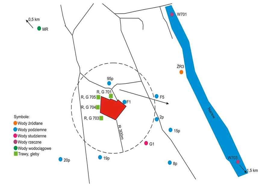 Mapa ­geologiczna ­terenu ze składowiskiem.