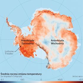 Zmiany temperatury na powierzchni Antarktydy i otaczających ja mórz w latach 1981-2007.