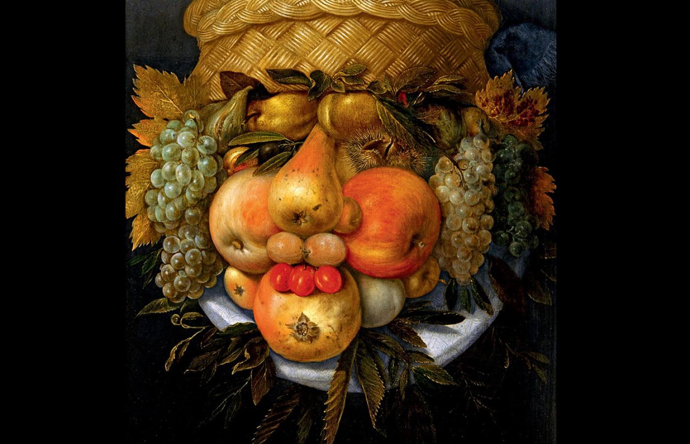 „Portret mężczyzny z owoców”, Giuseppe Arcimboldo, 1527–93