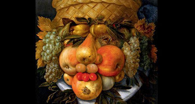 „Portret mężczyzny z owoców”, Giuseppe Arcimboldo, 1527–93
