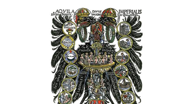 Herb Maksymiliana I Habsburga, tytularnego cesarza rzymskiego i władcy Austrii, panującego w XVI w.