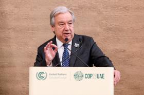 Sekretarz Generalny ONZ Antonio Guterres na otwarciu COP28.