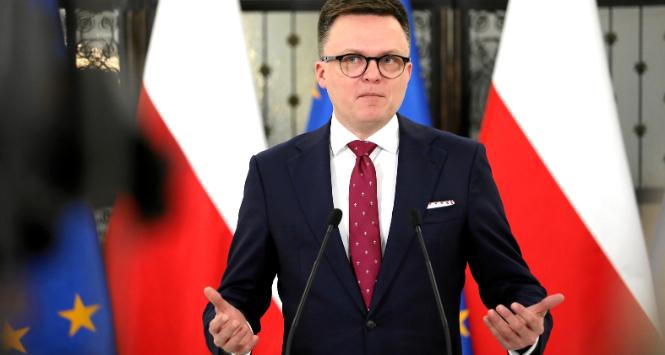 Konferencja marszałka Szymona Hołowni w Sejmie