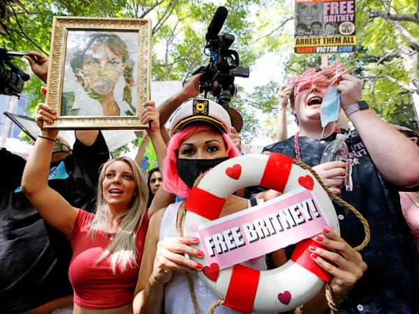 Protest poparcia Britney Spears. Los Angeles, 14 lipca 2021 r.