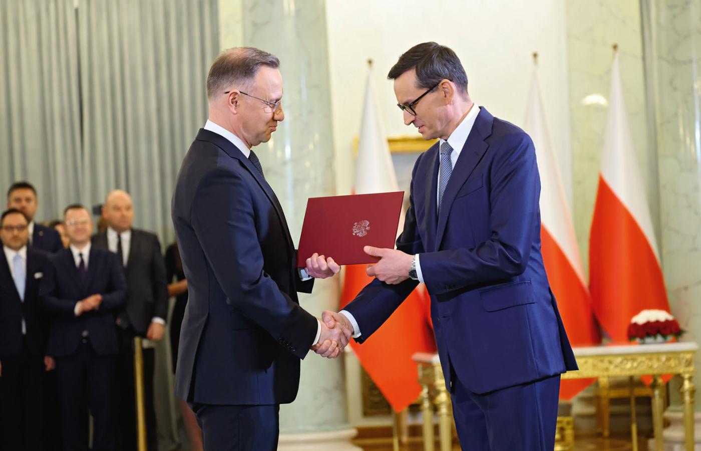 Prezydent Duda podczas zaprzysiężenia „chwilowego” rządu premiera Morawieckiego.