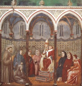 Giotto 'Kazanie do Honoriusza III i kardynałów'