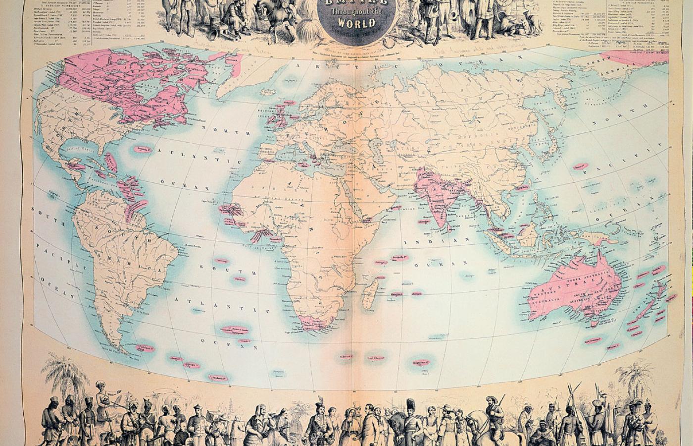 Mapa Imperium Brytyjskiego z II poł. XIX w.