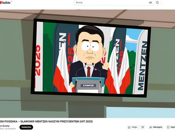 Kadr z teledysku piosenki o Sławomirze Mentzenie