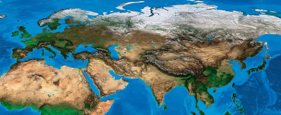 Eurazja – dla geologów to jeden wielki blok kontynentalny o powierzchni 55 mln km2; geograficzny podział na Europę i Azję jest umowny.