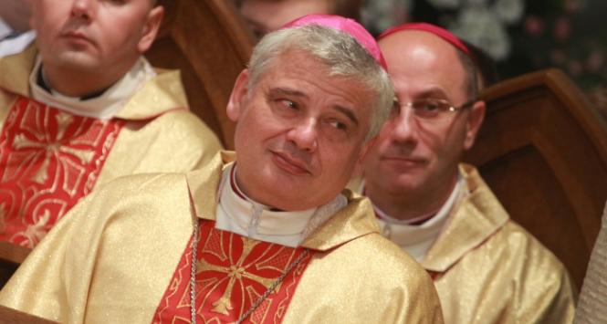 Abp Konrad Krajewski podczas ingresu abp. Grzegorza Rysia w Łodzi 5 listopada 2017 r.