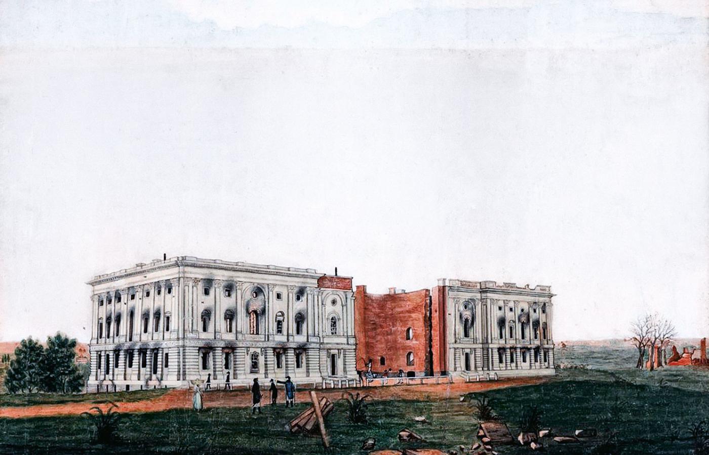 Ruiny spalonego Kapitolu, rysunek George’a Mungera z 1814 r.