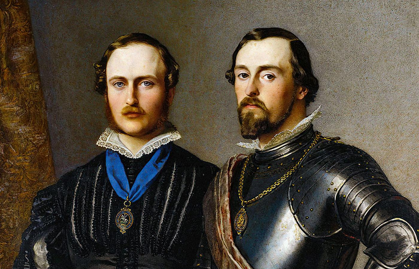 Albert i jego brat Ernest II, książęta Saksonii-Koburga-Gothy; portret pędzla Roberta Thorburna, XIX w.