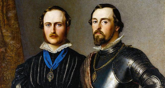 Albert i jego brat Ernest II, książęta Saksonii-Koburga-Gothy; portret pędzla Roberta Thorburna, XIX w.