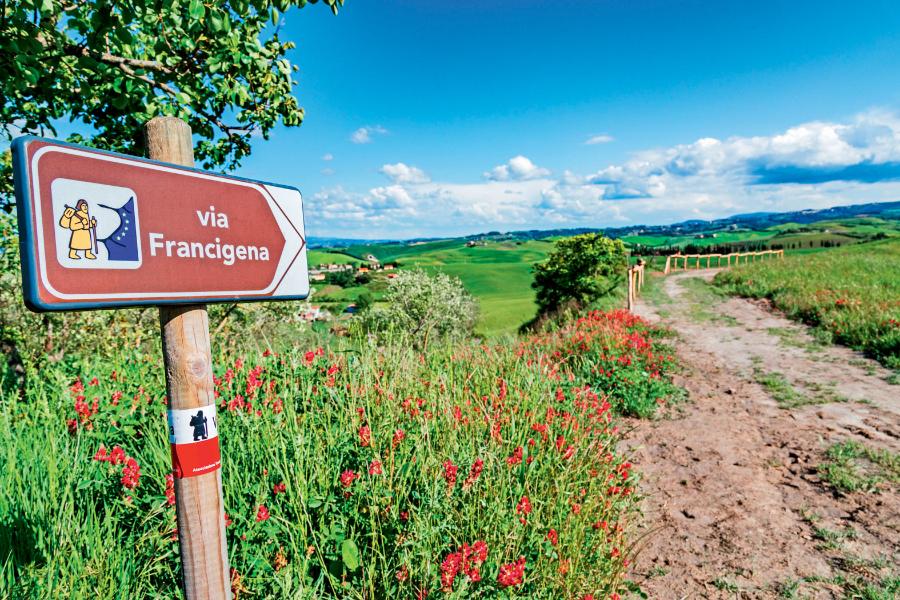 Via Francigena – pradawny szlak pielgrzymkowy wiodący z północnej Europy do Rzymu. Na zdjęciu jego fragment w Toskanii.