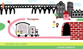 Vincent Bourgeau, Pociągiem, Zakamarki, Poznań 2017.  Niepozorna, zabawna książka dla małych i bardzo spostrzegawczych czytelników, którzy wcale nie muszą umieć czytać, ale mogą nauczyć się opowiadać historie. Narracja oparta jest bowiem jedynie na ilustracjach, które przedstawiają grupę przyjaciół w podróży. Ta zwykła wyprawa bardzo szybko staje się niecodzienna, bo jej głównym bohaterem okazują się... czarne paski przeskakujące z obiektu na obiekt, z postaci na postać. Do tego Bourgeau posługuje się trochę plakatowym, czytelnym dla młodszych dzieci językiem wizualnym.