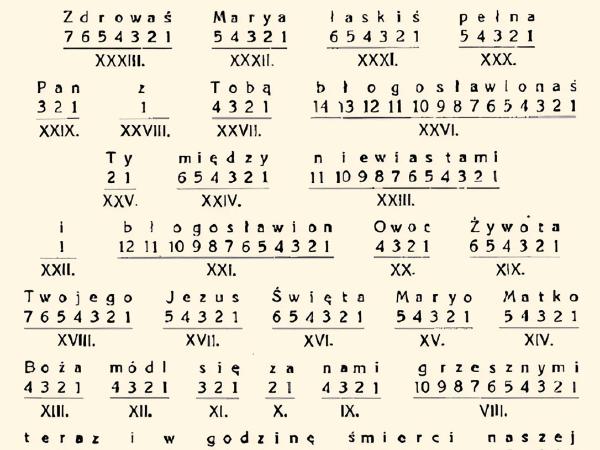 Klucz szyfrowania wykorzystujący modlitwę „Zdrowaś Maryjo”