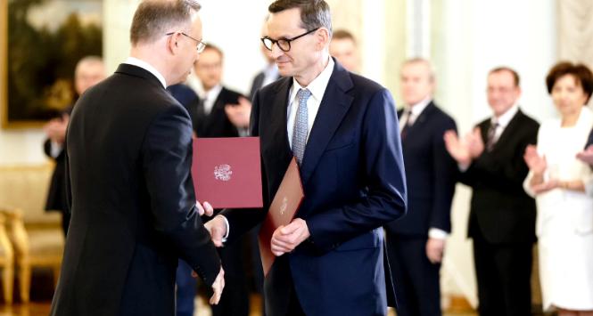 Andrzej Duda powierza Mateuszowi Morawieckiemu misję utworzenia rządu, 13 listopada 2023 r.